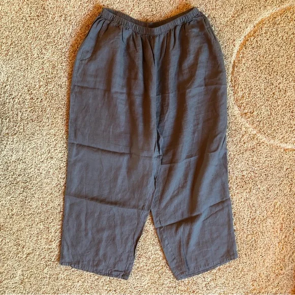 FLAX 100% Linen Pants Lagenlook Earth Tone Gray Grey Casual  Plus Size 1X - Picture 6 of 12